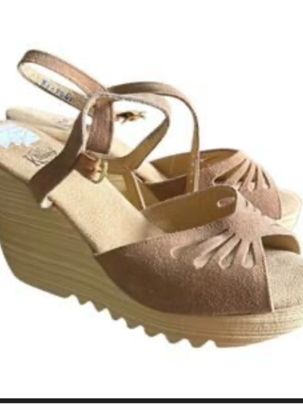 Vintage Women’s Taupe Suede Wedge Sandals with Ankle Strap